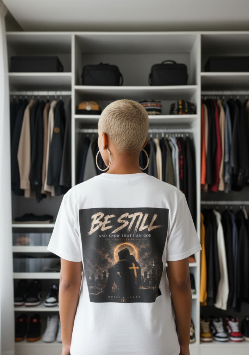 Be Still Christian graphic tee Psalm 46:10 oversized streetwear