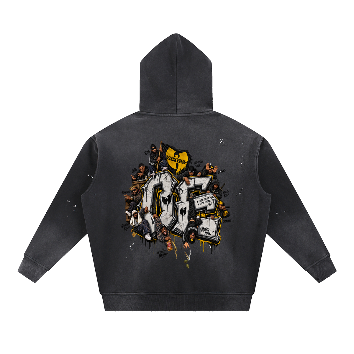 Vintage Washed Frayed Fleece Hoodie
