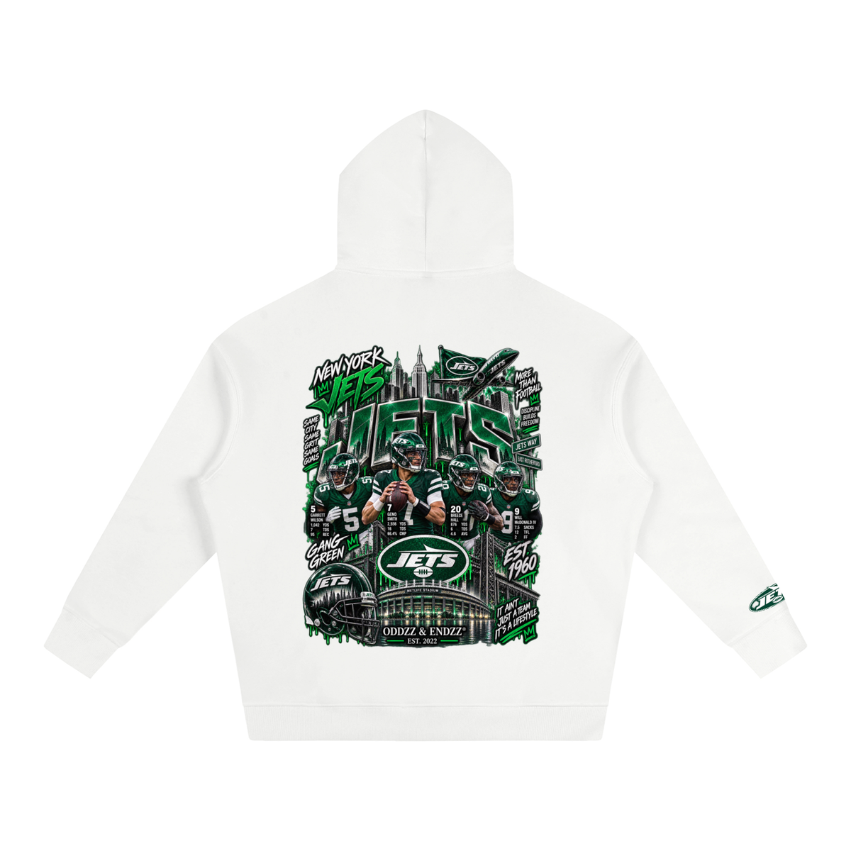 Jets Gang Green Oversized Graphic Hoodie